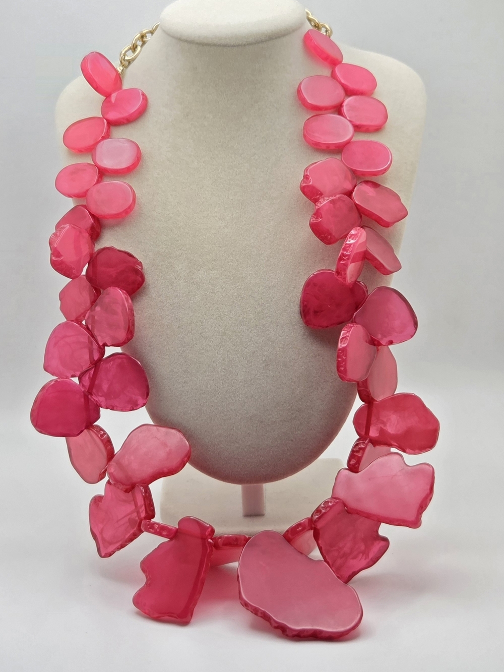 ​BaubleBar Fuchsia Pink Resin "Petal" Statement Bib Necklace